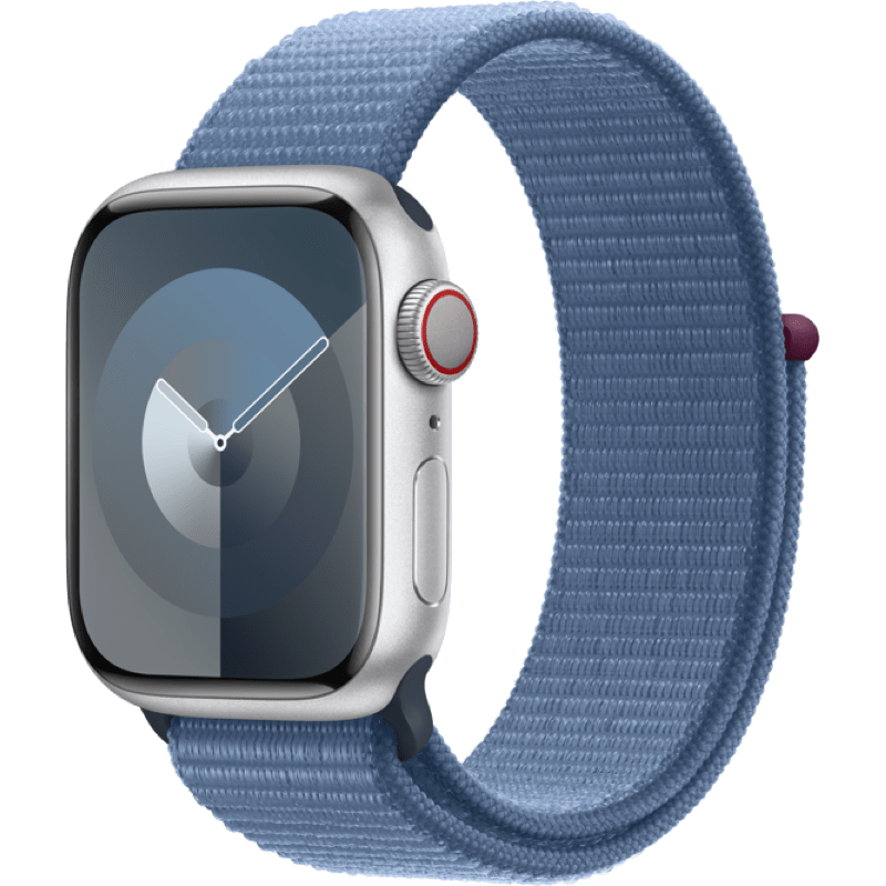 Apple Watch S9 GPS + eSIM (Cellular) 41mm niebieski pasek front lewy obrot