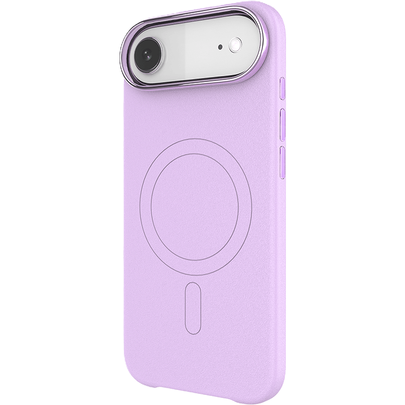 Etui WG Leather Frame Magnet iPhone 17 AIR purpurowe tył lewy skos