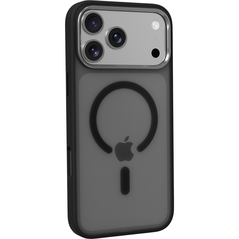 Etui WG Leather Frame Magnet iPhone 17 Pro czarne tył lewy skos