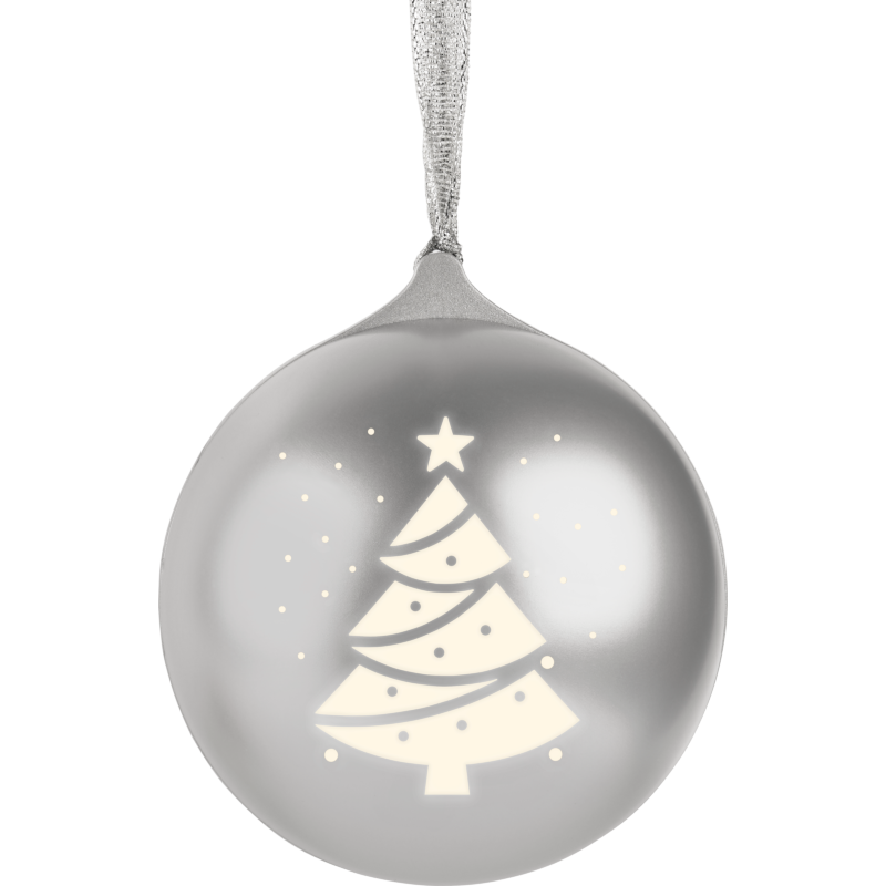 temp Bombka z głośnikiem i muzyką świąteczną XMAS BB srebrna front