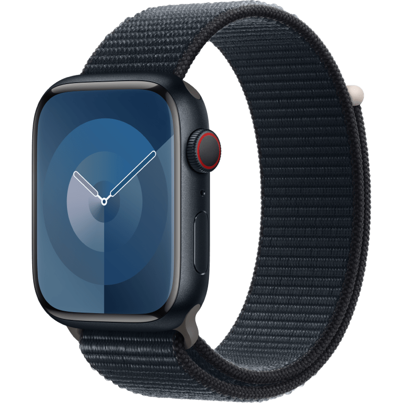 Apple Watch S9 GPS + eSIM (Cellular) 45mm polnoc pasek front lewy obrot