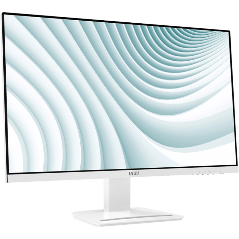 Monitor MSI PRO MP273AW, 27″, FullHD, 100Hz, wbudowane głośniki biały front lewy obrót