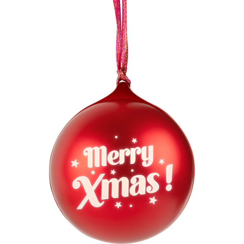 temp Bombka z głośnikiem i muzyką świąteczną XMAS BB czerwona front