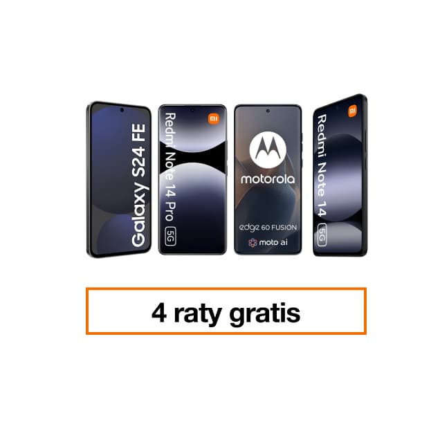 4 raty gratis na&nbsp;wybrane smartfony +&nbsp;4&nbsp;mies. abonamentu za&nbsp;0&nbsp;zł
