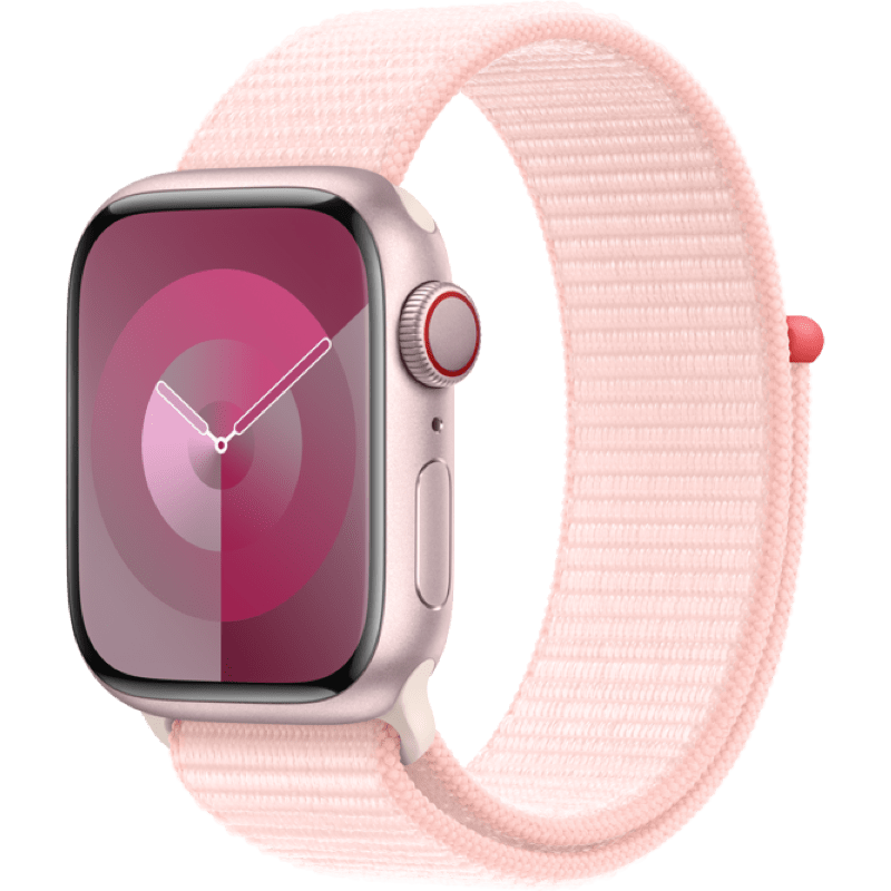 Apple Watch S9 GPS + eSIM (Cellular) 41mm rozowy pasek front lewy obrot