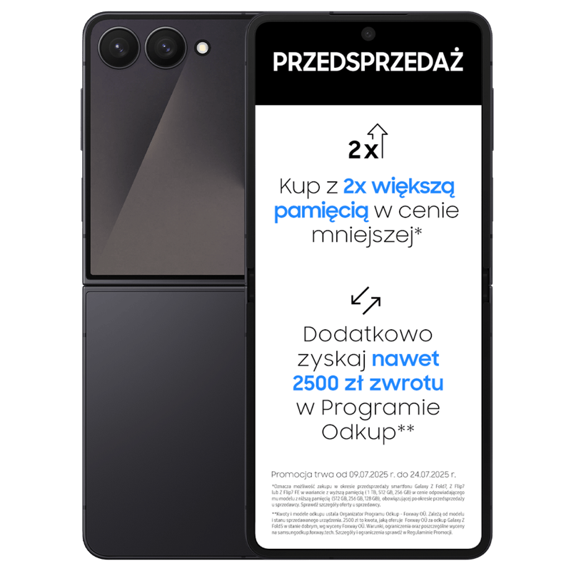 Samsung Galaxy Z FLIP7 czarny front i tył