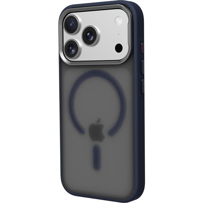 Etui WG Matt Frame Magnet iPhone 17 Pro Max niebieskie tył lewy skos