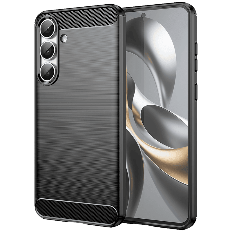 Etui WG Carbon do Samsung Galaxy S25 FE 5G czarne tył i front skos