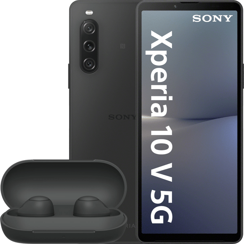 Sony Xperia 10 V 5G 6/128GB + słuchawki WFC700 czarny front