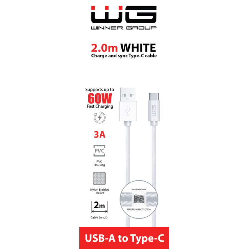 Kabel do transmisji danych WG USB-A - USB-C/2m/3A