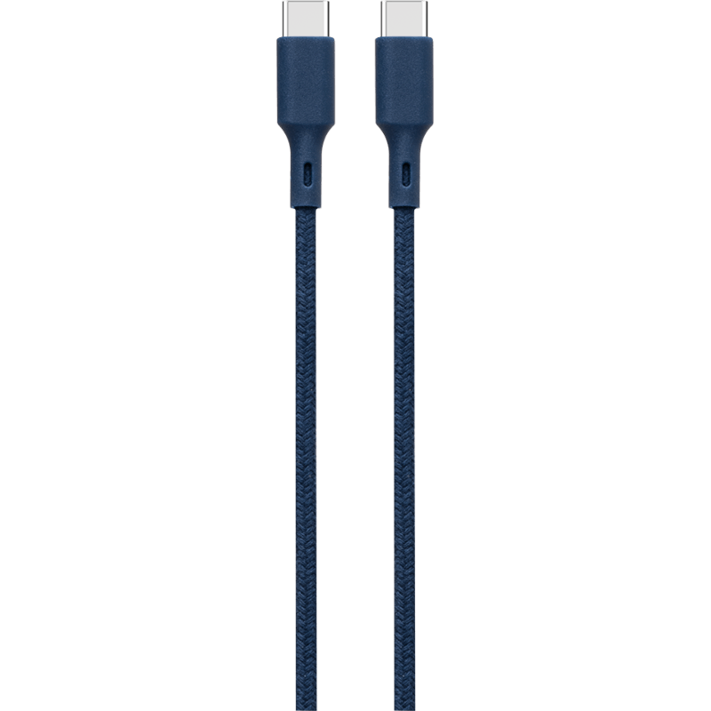 Bawełniany, ekologiczny kabel Just Green USB-C / USB-C 3A 2 metry niebieski