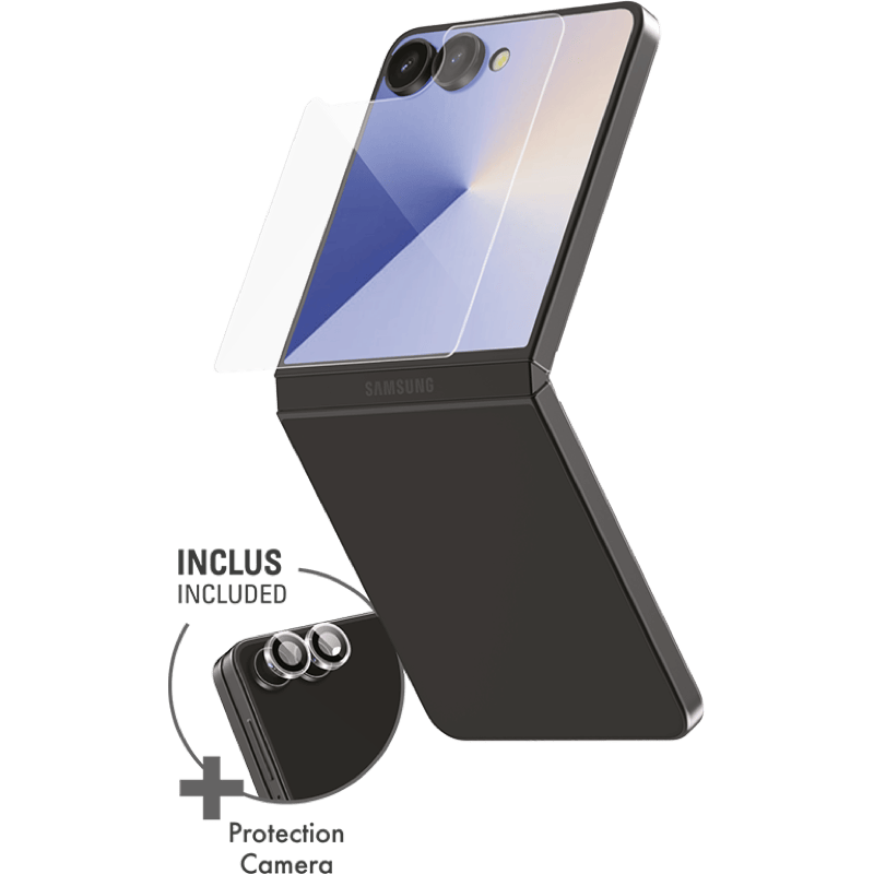 Szkło ochronne Ekran + Kamera Force Glass Original Samsung Galaxy Z FLIP 7 BB front prawy skos 1
