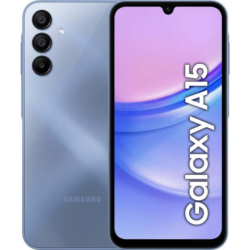 Samsung Galaxy A15 niebieski front i tyl