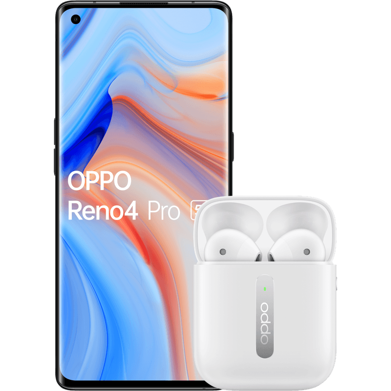 OPPO Reno4 Pro 5G czarny + Słuchawki douszne OPPO Enco Free biale