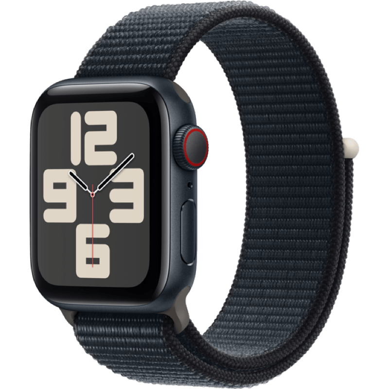 Apple Watch SE GPS + eSIM (Cellular) 44mm (2023) polnoc pasek front lewy obrot