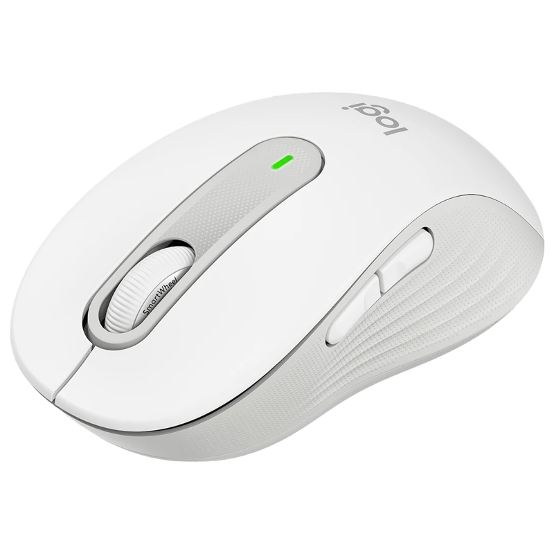 Bezprzewodowa mysz Logitech Signature M650 dla biznesu biala front lewy obrot