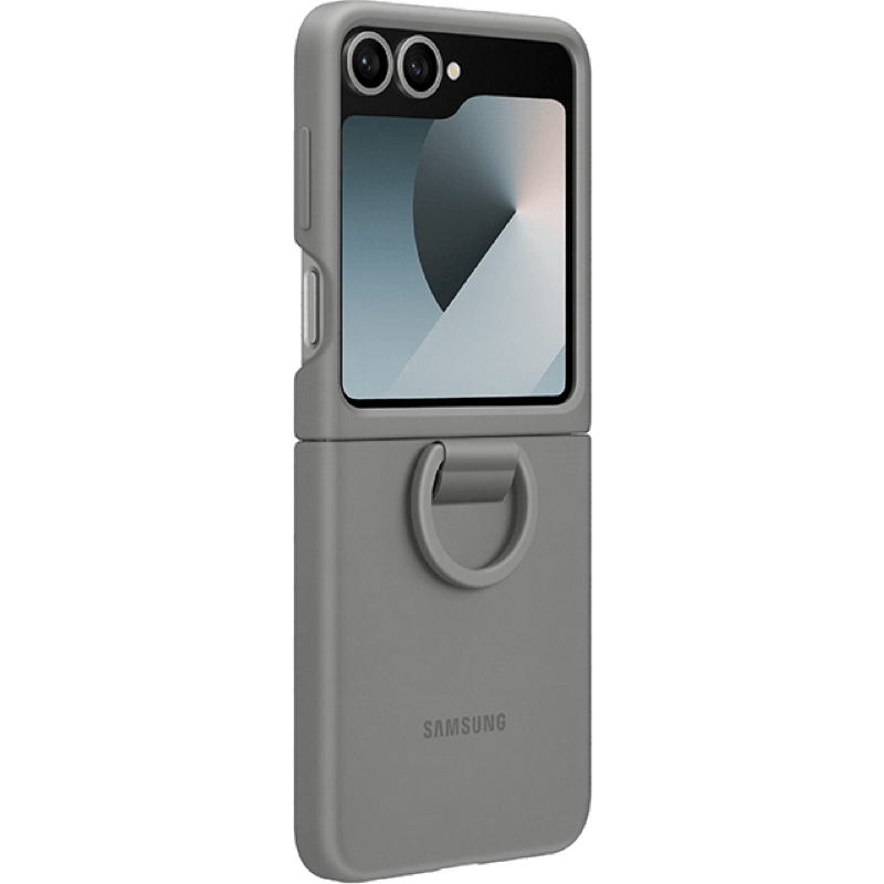 Etui ochronne oryginalne Samsung Galaxy Z Flip 6 z kółkiem BB szare tył prawy skos