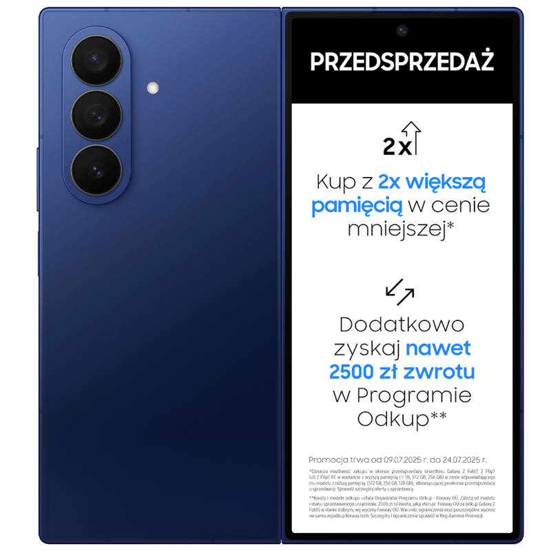 Samsung Galaxy Z Fold7 5G granatowy front i tył