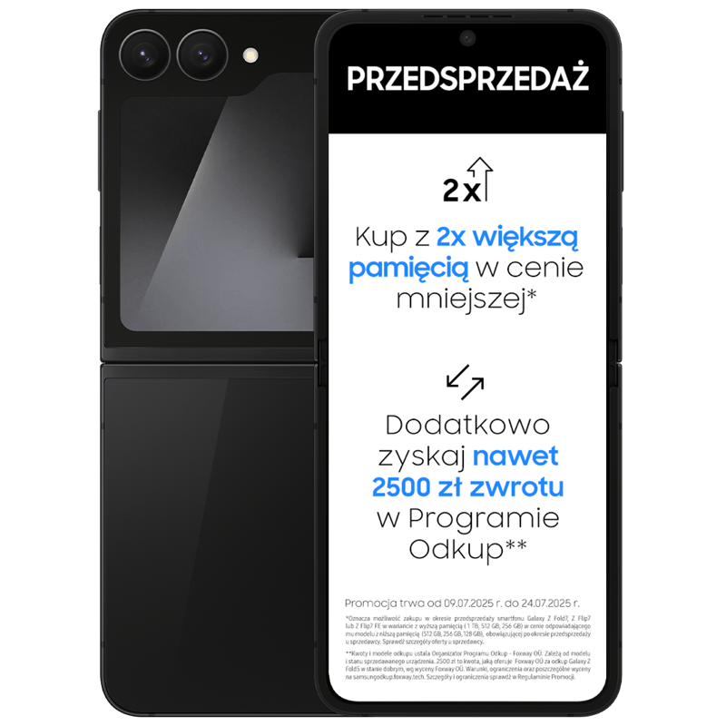 Samsung Galaxy Z FLIP7 FE 5G czarny front i tył