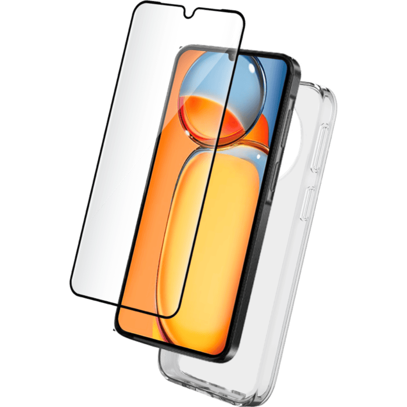 Zestaw ochronny Bigben Xiaomi Redmi 14C Etui + szkło ochronne BB front lewy skos