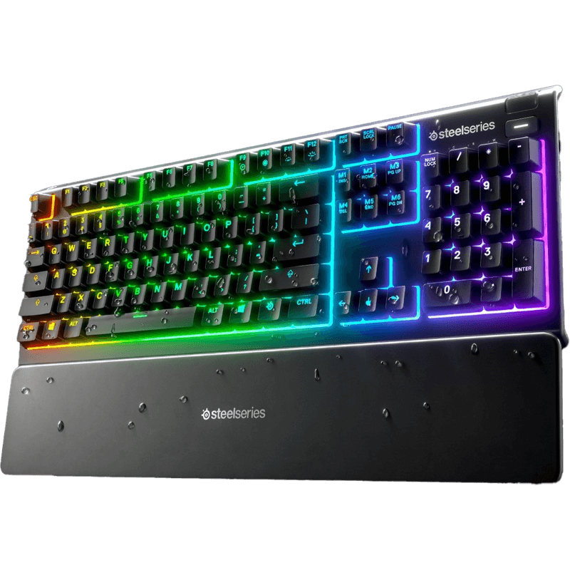 Klawiatura SteelSeries Apex 3 US czarna front lewy skos