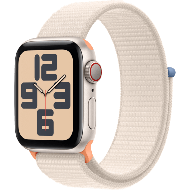 Apple Watch SE GPS + eSIM (Cellular) 40mm (2023) ksiezycowa poswiata pasek front lewy obrot