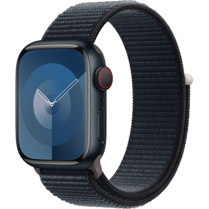 Apple Watch S9 GPS + eSIM (Cellular) 41mm polnoc pasek front lewy obrot