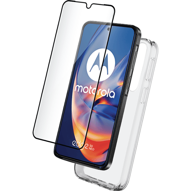 Zestaw ochronny Bigben Motorola edge 50 Neo etui transparentne + szkło ochronne BB front