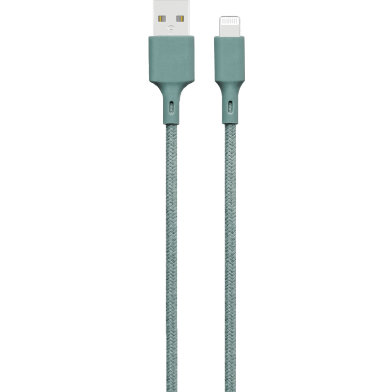 Bawełniany, ekologiczny kabel Just Green MFI USB-A / lightning 2.4A 2 metry zielony
