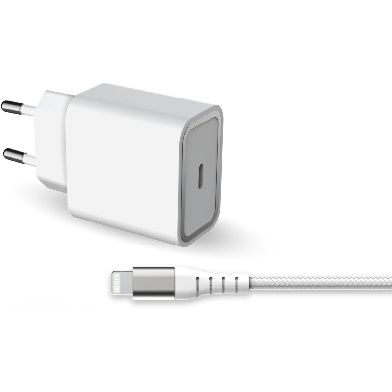 Szybka ładowarka sieciowa Force Power Lite z kablem USB C/Lightning MFI 1.2 metry