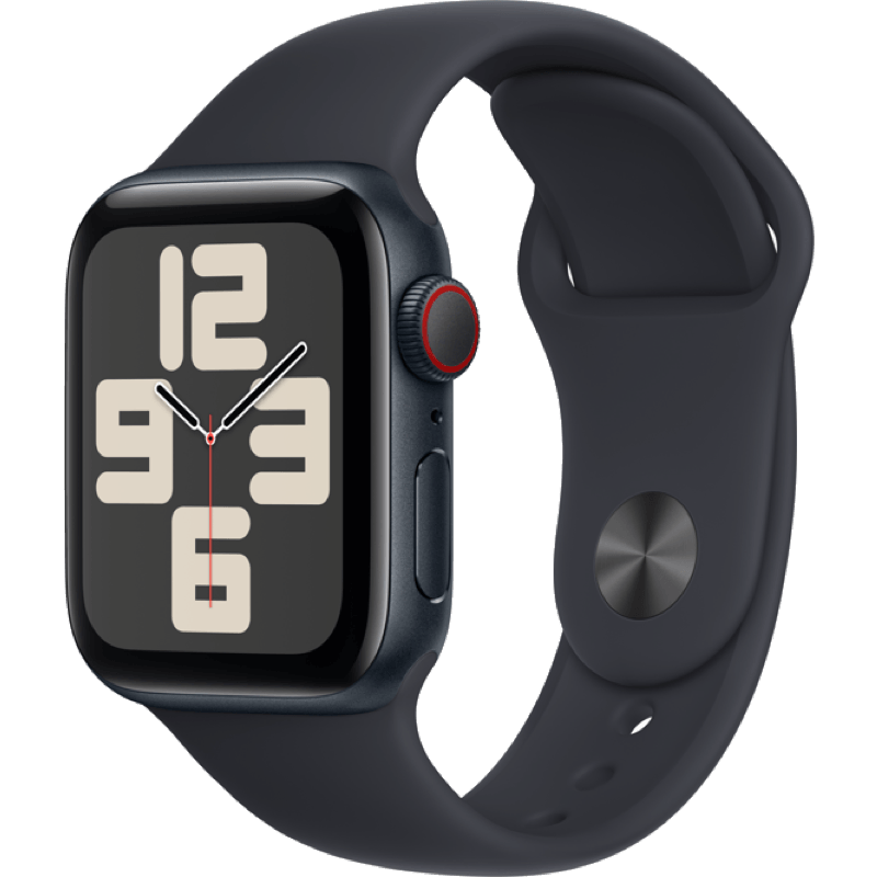 Apple Watch SE GPS + eSIM (Cellular) 40mm (2023) polnoc opaska front lewy obrot
