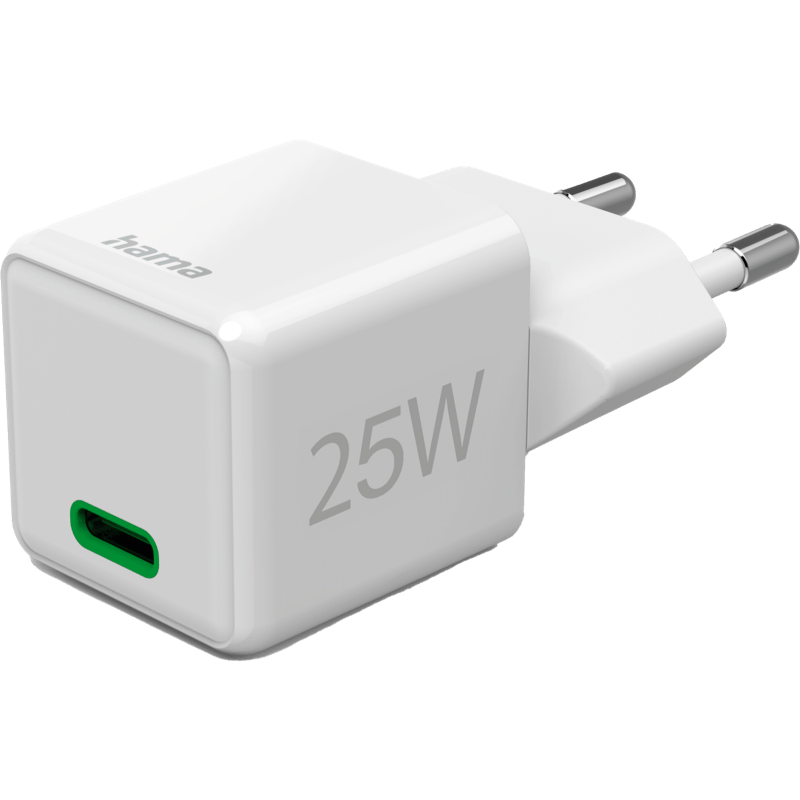 Hama Ładowarka Sieciowa PD/QC Supermini 25W PD/QC biała front lewy skos 1
