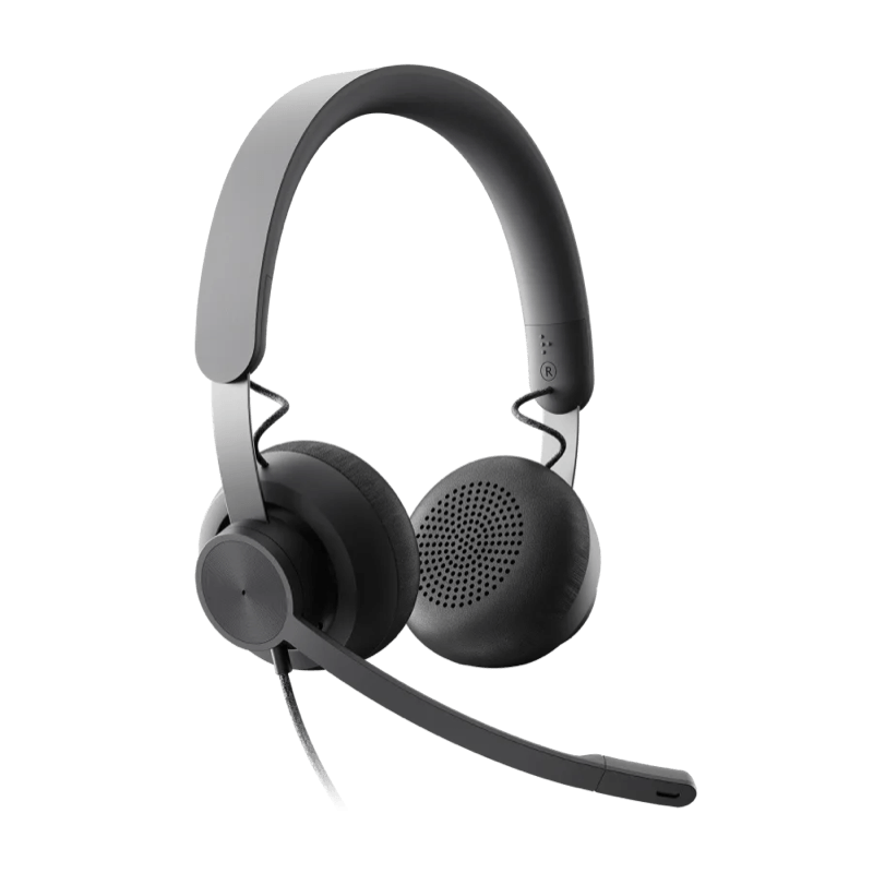 LOGITECH ZONE WIRED UC Słuchawki USB Stereo czarne front prawy obrot