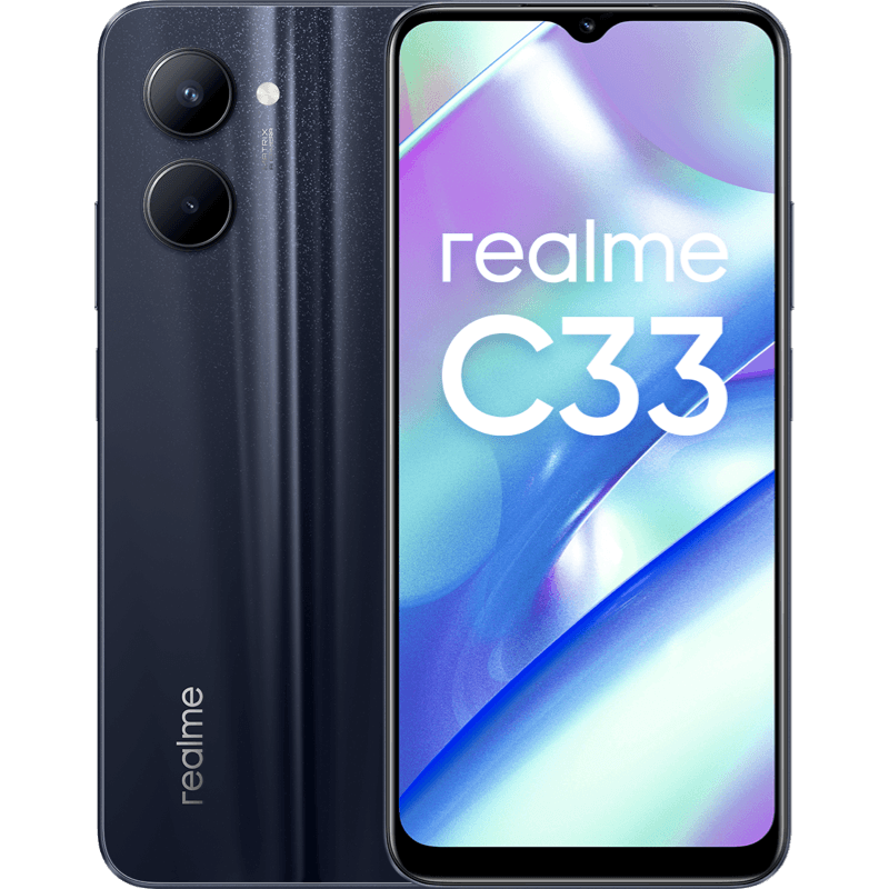 realme C33 czarny front i tyl