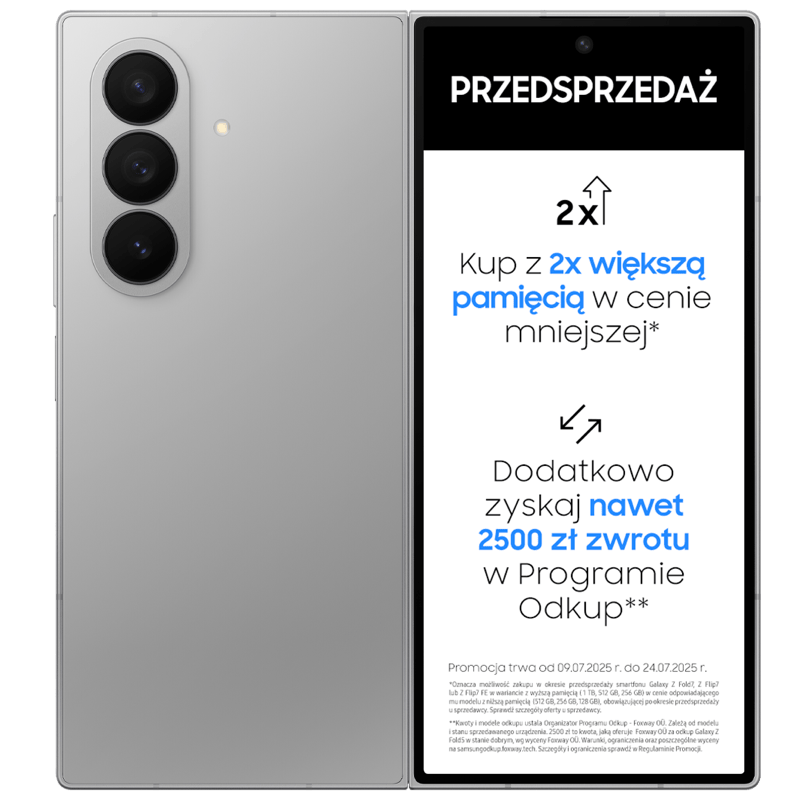 Samsung Galaxy Z Fold7 5G srebrny front i tył