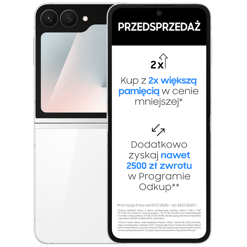 Samsung Galaxy Z FLIP7 FE 5G bialy front i tył