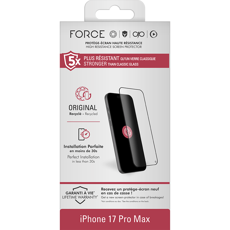 Szkło ochronne Ekran + Kamera Force Glass Original iPhone 17 PRO MAX BB grafika opakowania