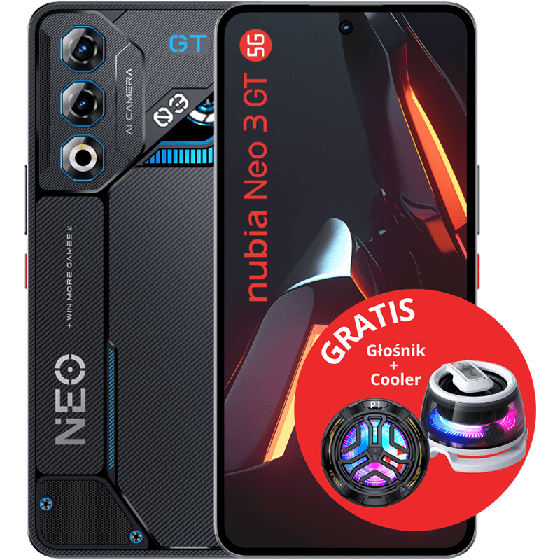 Zestaw nubia Neo 3 GT 5G 12/256GB+cooler+głośnik czarny