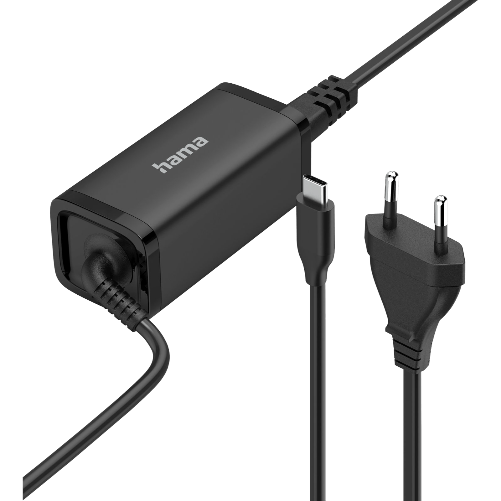 Zasilacz do laptopa USB-C 45W czarny front prawy skos