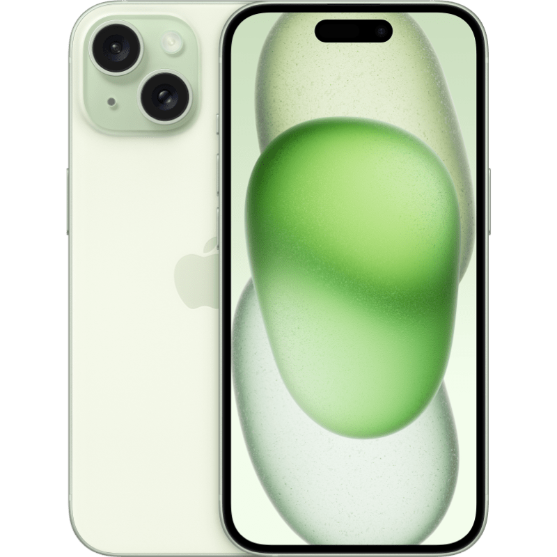iPhone 15 5G zielony front i tyl