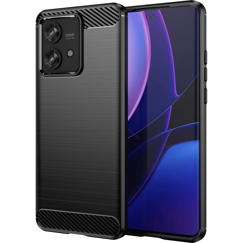 Etui WG Carbon Motorola Edge 40 Neo czarne tył i front skos