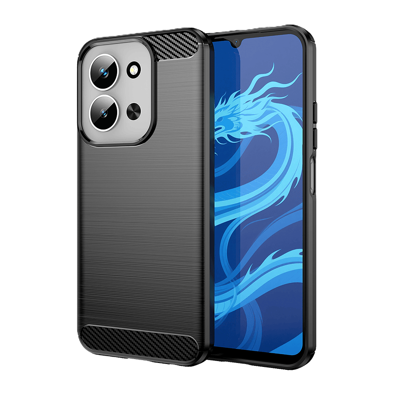 Etui WG Carbon do Xiaomi Redmi 15C czarne tył i przód prawy skos