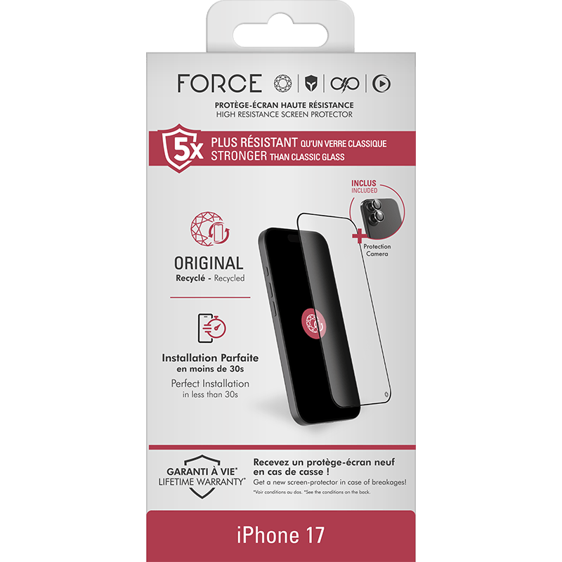 Szkło ochronne Ekran + Kamera Force Glass Original iPhone 17 / 16 PRO BB grafika opakowania