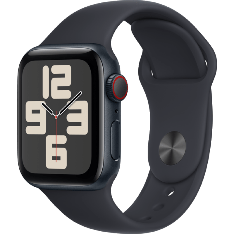 Apple Watch SE GPS + eSIM (Cellular) 44mm (2023) polnoc opaska front lewy obrot