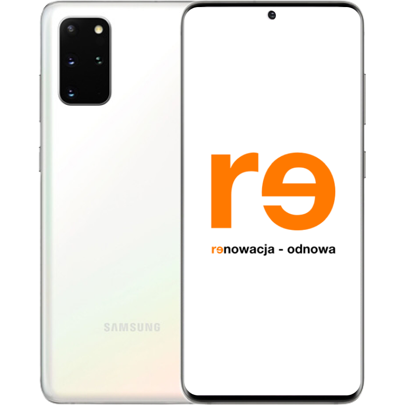 Samsung Galaxy S20+ 128GB odnowiony Recommerce klasa A+ biały front