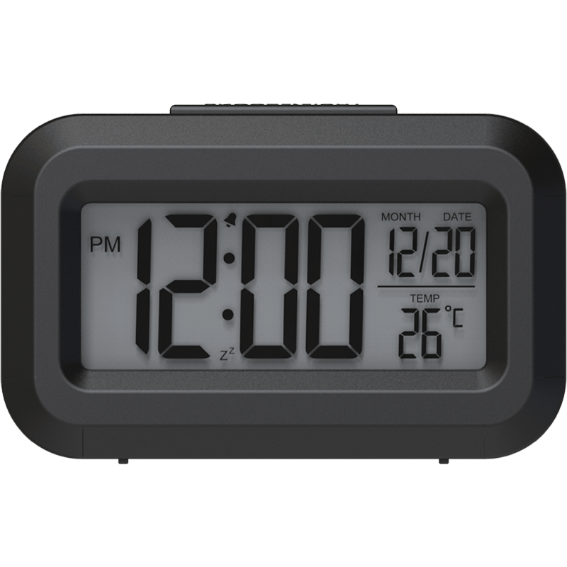 Budzik WG DigiTherm z wewnętrznym termometrem czarny front