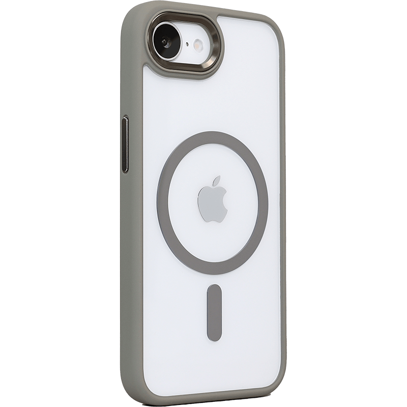 Etui WG Iron Eye Magnet iPhone 16e szare tył prawy skos