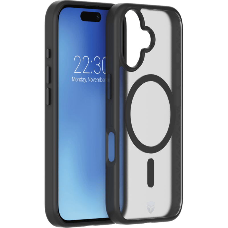 Etui Force Case z MagSafe z dożywotnią gwarancją z ramką iPhone 16 BB czarne front i tył