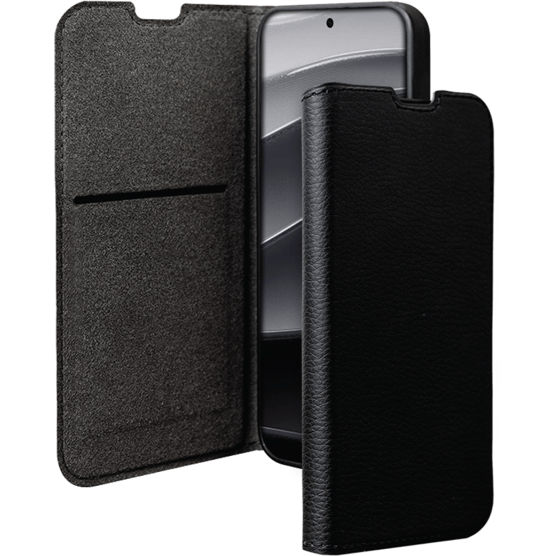 Etui Book Xiaomi Redmi Note 14 Pro Plus BB czarne front lewy i prawy skos