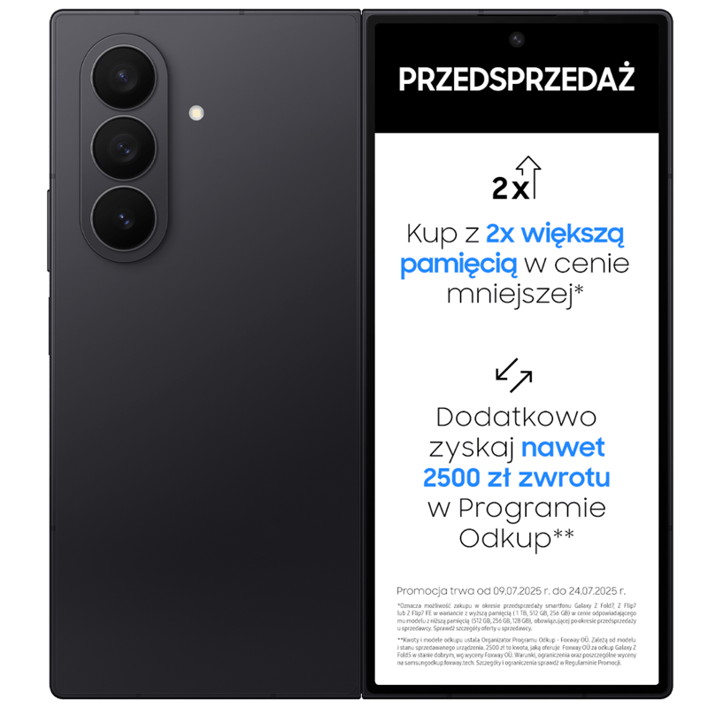 Samsung Galaxy Z Fold7 5G czarny front i tył